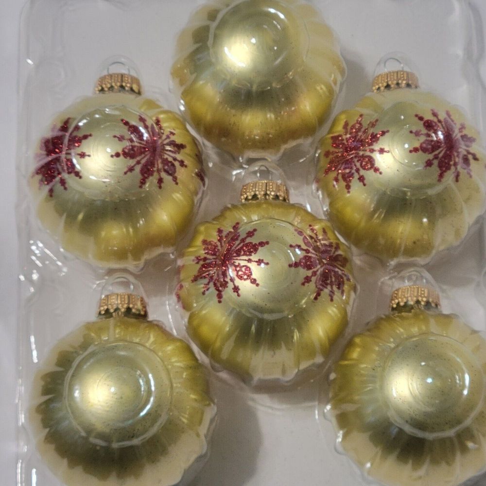KREBS Exclusive Designer Glitter Glass Christmas Ball Ornaments Box of 6 - Picture 8 of 8